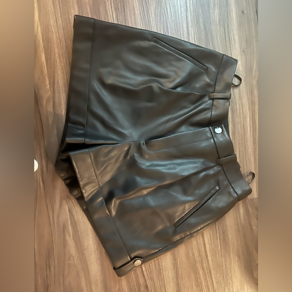 Black leather shorts